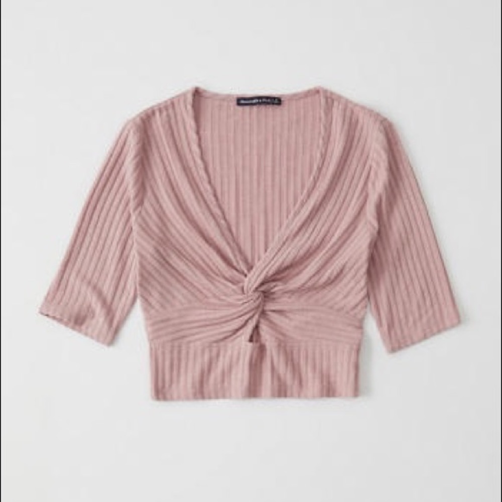 Abercrombie & Fitch Ribbed Knot Front Crop Top